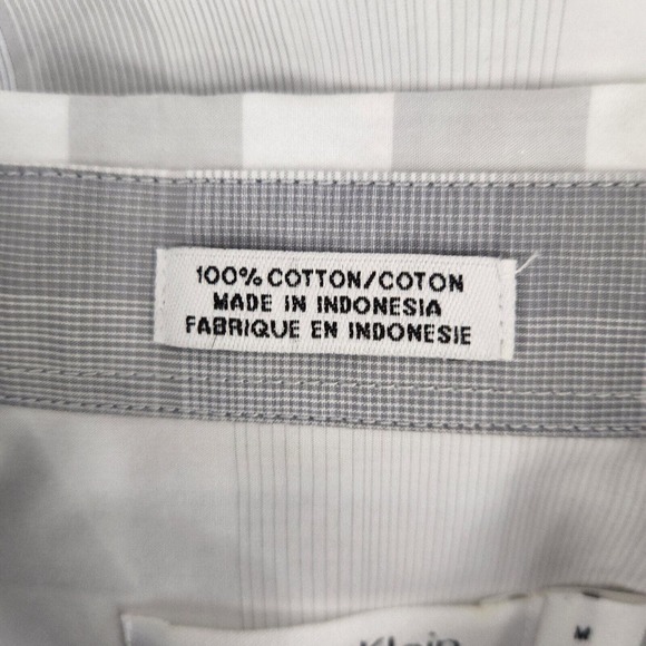 Calvin Klein Mens Shirt Size M Medium Large Plaid Gray Long Sleeve - Picture 9 of 11